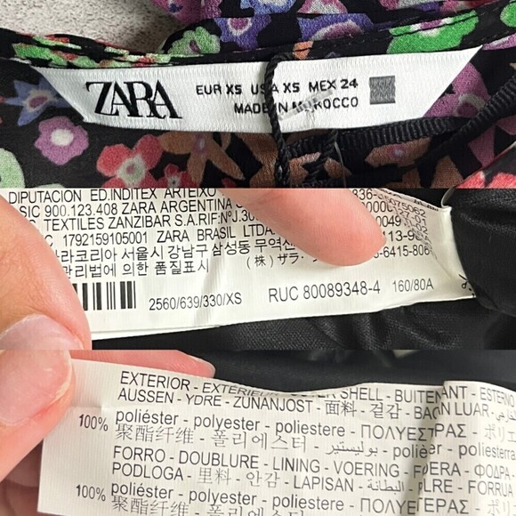 Zara Size XS Ruched Tiered Semi Sheer Resort Floral Print Draped Mini NEW Dress - Picture 7 of 15